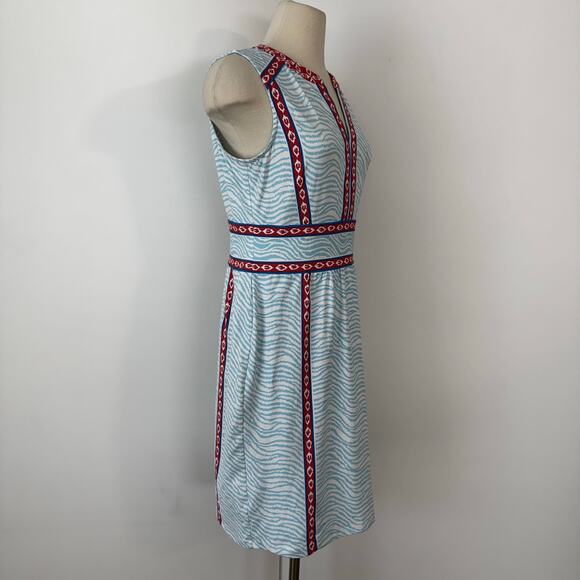 J. McLaughlin Lola Blue Sheath Dress Catalina Cloth Knee-Length Zebra Print | M - Picture 4 of 11